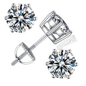 USA Stock Drop Shipping 925 Sterling <b>Silver</b> Men's Women's Earrings 1ct 2ct VVS Moissanite Diamond <b>Studs</b> White Gold Elegant - Product Image 2