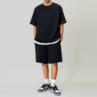 Ensemble T-shirt et Short Homme Oversize Respirant à Manches Courtes pour l'Été, 300 g/m², Écologique, Étiquette Personnalisée, 100% Coton