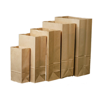 Sacs en papier kraft brun personnalisés pour la vente en gros, sacs d'emballage alimentaire jetables pour plats à emporter, refermables, sans poignée