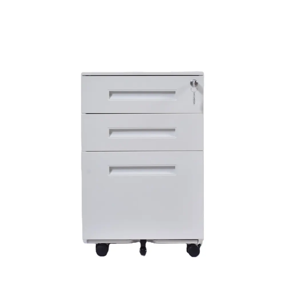 High Quality Office Use Metal File Cabinet Steel 3 Drawers Mobile Pedestal with Wheels Sliding Metal Filing Cabinet