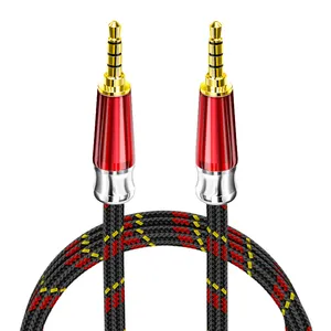 High Quality 3.5 mm Audio Auxiliary Aux Adapter Cable Straight Metal Shell Nylon Audio Speaker AV Audio Cable For iphone