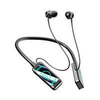 Écouteurs sportifs sans fil intra-auriculaires à autonomie ultra-longue 200-500 mAh avec contrôle du volume, affichage numérique LED JL, fixation tour de cou, étanchéité IPX-6