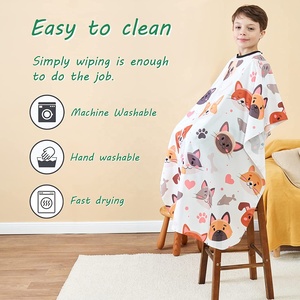 Cape de barbier professionnelle réglable et confortable en polyester antistatique pour enfants, fermeture à pression, imperméable, pour la coupe de cheveux et le shampoing à domicile - Product Image 4