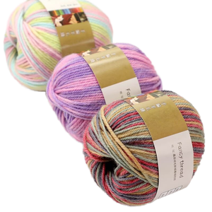 Pelotes <span class=keywords><strong>de</strong></span> fil mélangé coton/acrylique moyen-épais, dégradé, anti-boulochage, filé à l'anneau, teint arc-en-ciel fantaisie, pour tricot et crochet DIY - Product Image 1