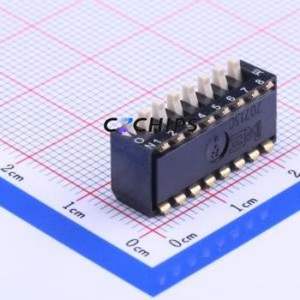 DSPV08LSGET DIP Switch SMD-16P,9x21.7mm Switch Piano Key Single Pole Single Throw 8 2.54mm - Product Image 1