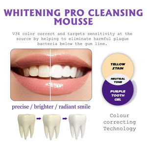 Mousse <span class=keywords><strong>dentifrice</strong></span> violette 2024, vente chaude, blanchiment des dents et nettoyage en profondeur, soin buccal, élimination des taches jaunes, ingrédient chimique, 50 ml - Product Image 4