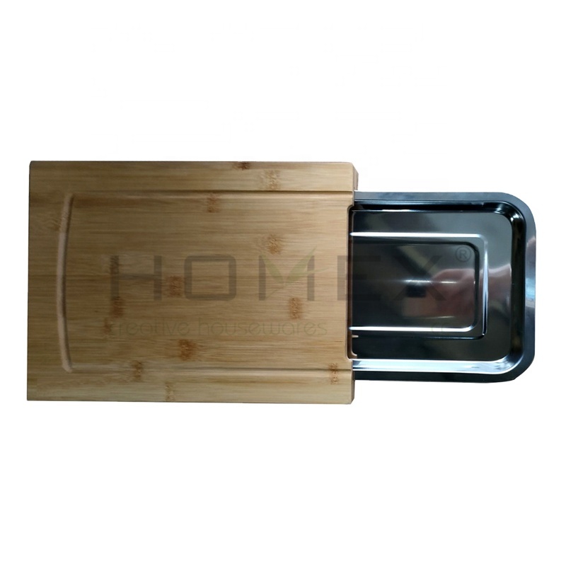 В наличии, Бамбуковая разделочная доска со съемным лотком из нержавеющей стали, разделочная доска с желобом для сока