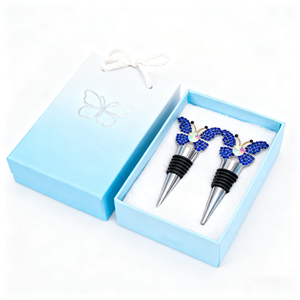 <span class=keywords><strong>Bouchon</strong></span> de bouteille de <span class=keywords><strong>vin</strong></span> en acier inoxydable <span class=keywords><strong>bleu</strong></span> papillon unique, design personnalisé en usine, pour anniversaire, mariage - Product Image 1