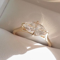 Anillo de Compromiso Solitario con Diamante Cultivado en Laboratorio de 1 Quilate, Corte Marquesa, Diseño Calado, Oro Sólido de 10K/14K/18K, Certificado IGI, CVD/HPHT, Personalizado