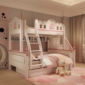 <span class=keywords><strong>Cama</strong></span> litera de madera maciza para niños, diseño de princesa para niñas, <span class=keywords><strong>cama</strong></span> alta y baja de dos niveles para dos personas <span class=keywords><strong>con</strong></span> tobogán madre-hijo - Product Image 5