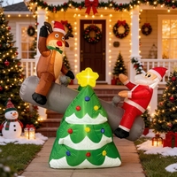 Décoration de Noël gonflable d'extérieur de 1,5 m avec scène de balançoire animée à LED et lumières intégrées
