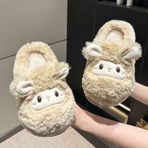 Pantoufles pour femmes Automne-Hiver 2025 Nouveauté Dessin animé Mignon Mouton en peluche Chaudes Semelle épaisse Antidérapantes - Product Image 4