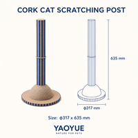 Griffoir pour chat en liège rond avec base en forme d'hémisphère et rayures bleues