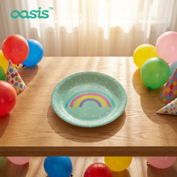 Assiette en papier Oasis 9 pouces, jetable, écologique, biodégradable, 100% compostable, résistante à l'huile et à l'eau, design moderne, prix usine