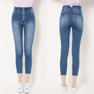 G calça jeans colônia levanta bumbum, atacado, cintura alta, botão de metal para calças de brim,