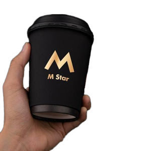 Manchon de gobelet en papier kraft de forme unique recyclable pour Kpop Idol Support Event Gold Foil Printing Logo personnalisé pour café Drinkware - Product Image 1