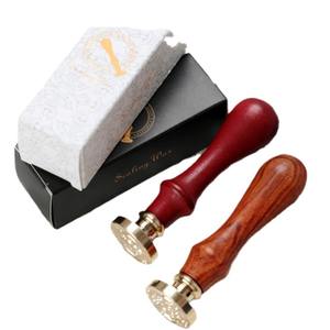 Ensemble de tampons à cire avec manche en bois et tête en cuivre pour invitations de mariage, boîte d'emballage décorative de style classique - Product Image 5
