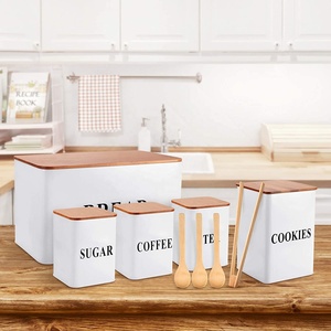 Metal <strong>Kitchen</strong> Storage <strong>Square</strong> Bread <strong>Bin</strong> and Canisters Set of 5 - Product Image 2