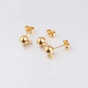 14k PVD Plated Non Tarnish Buckle Earring Hook Base stainless steel ball with ring for earring making