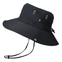 Unisex schwarz Angeln breite Krempe Fischer Kordel zug Eimer Hut Einstellung mit Schnur Hüte