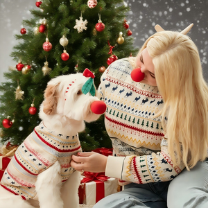 Pulls tricotés assortis pour femme et animal de compagnie, motifs sapin de Noël et flocons de neige, pour la <span class=keywords><strong>famille</strong></span> humaine, chien et propriétaire - Product Image 6