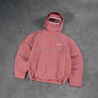 Veste coupe-vent en nylon à fermeture éclair avec imprimé à carreaux personnalisé pour hommes, veste coupe-vent imperméable de haute qualité avec capuche intégrée