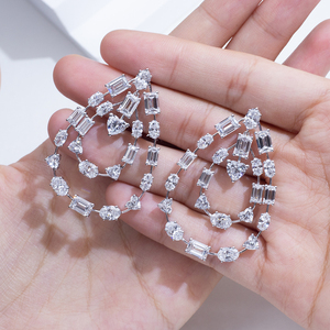 Boucles d'oreilles en or jaune 18 carats avec diamants de forme fantaisie Messi Jewelry MSE-849 pour femmes - Product Image 5