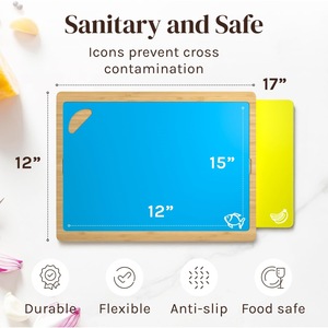 Juego de Tablas de Cortar de Plástico Flexible con Código de Colores de 6 Colores, Tabla de Cortar de Madera No Tóxica, Tabla de Cortar de Bambú para Cocina - Product Image 2