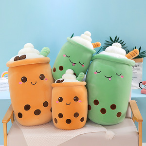 En gros, Coussin en peluche doux en forme de tasse de thé au lait Boba à bulles, motif fraise Anime, en PP, en forme de tasse à perles - Product Image 2