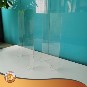 Panneau de séparation en acrylique avec supports de base, protection transparente anti-éclaboussures pour bureaux et comptoirs de service - Product Image 5
