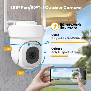 4MP 5G WiFi luce di colore di visione notturna senza fili telecamera di sorveglianza telecamera di sicurezza PTZ telecamera di rete impermeabile