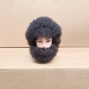 หุ่น<span class=keywords><strong>ชาย</strong></span>สำหรับร้านทำผม คุณภาพสูง 100% ผมแท้ ทรงผมแอฟโฟร พร้อมเครา - Product Image 5