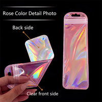 Aluminium folie wieder versch ließbare Regenbogen Holo graphic Ziplock Plastiktüten lang für Make-up Pinsel Stift Lippen Wimpern Schmuck Halskette Süßigkeiten