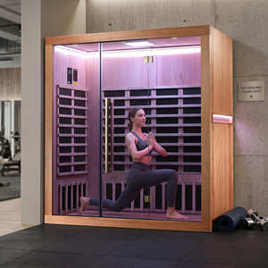 Cabina de Sauna Infrarroja Grande para 4 Personas, Sauna Interior de Madera de Hemlock con Infrarrojos Lejanos, Bluetooth y Luces LED - Product Image 1