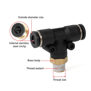 Pneumatic Air Hose <b>Connector</b> T Type <b>Quick</b> Coupler Brass Body 1/4 Inch Thread Size For Car Modification Parts - Product Image 1