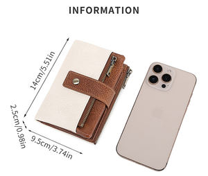 <span class=keywords><strong>Porte</strong></span>-<span class=keywords><strong>monnaie</strong></span> de luxe en cuir PU à logo personnalisé RFID Portefeuille décontracté court pour hommes Portefeuille vintage à double chaîne pour femmes - Product Image 4