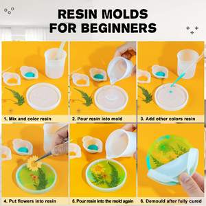 Kit de 14 Piezas de Moldes de Silicona para Resina Epoxi Incluyendo Esfera, Cubo, Pirámide, Cenicero, Posavasos y Colgantes de Piedra - Product Image 5