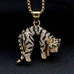 Rock Stainless Steel <b>Animals</b> Pendant Necklace Gold Plated Leopard Necklace - Product Image 3