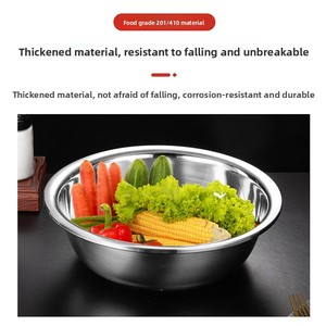 Bol mélangeur en acier inoxydable épaissi de qualité alimentaire, grande taille, pour cantine, soupe, usage domestique, préparation de pâtes et battage des œufs - Product Image 3