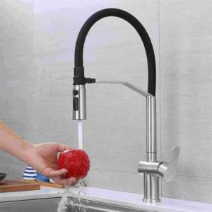 Robinet de cuisine commercial moderne en acier inoxydable, mitigeur d'évier extractible, écologique, avec fixation magnétique et cartouche céramique - Product Image 3