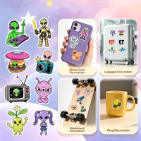 60 autocollants personnalisés en forme de dessin animé extraterrestre et OVNI, en PVC découpé, imperméables, pour ordinateur portable, bagages, trottinette, scrapbooking, cadeau
