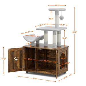 <span class=keywords><strong>Cat</strong></span> Tower Hängematte Kratz baum Holz Katzen toilette Gehäuse All-in-One-Spielzeug mit Katzen haus mit großer Plattform und Eigentums wohnung - Product Image 5