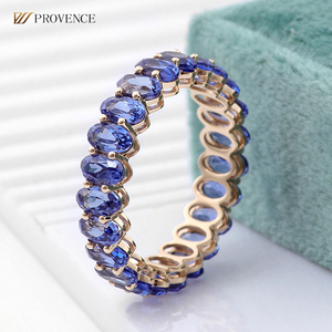 Bague en or jaune massif 18 carats avec pierre précieuse de laboratoire de forme ovale bleue, bijoux personnalisés, tendance, faits à la main, bagues de mariage pour femmes et hommes - Product Image 2