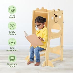 3 In 1 Wooden Kids <b>Step</b> <b>Stool</b> With Chalkboard For Toddlers 2-4 Years Multifunctional <b>Foldable</b> High Chair Booster Seat - Product Image 4
