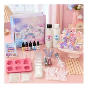 Kit DIY para hacer Mochi Squishy: Gel de silicona de proporción igualada, formas de animales adorables, gotas de pintura, polvo esponjoso, herramientas de medición y guía de proporción. - Product Image 4