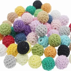 Mordedor de madeira 16mm Crochet Beads Artesanato De Madeira DIY Beads Para Chupeta Cadeia Chocalho Bead Crianças Bebê Mordedor