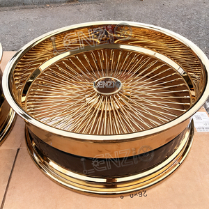 Nouvelles jantes en alliage d'aluminium à rayons en acier, largeur 24/26, 9/10/12, rebord de 5,7/8,2 pouces, roues dorées à rayons. - Product Image 5
