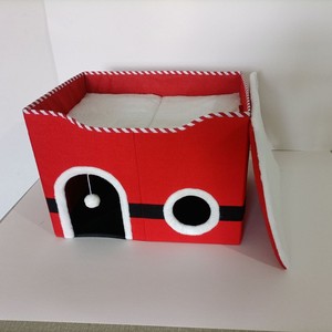 Lit pour chat double couche, style Noël, rouge et noir, rectangulaire, lavable, pliable, chaud pour l'hiver - Product Image 4