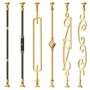 Fournisseurs de premier plan, rampes d'escalier en aluminium de couleur laiton, designs modernes, rampes d'escalier en fer forgé plaquées or de luxe - Product Image 4