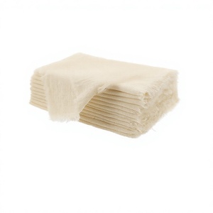 Servilletas de tela de algodón 100% reutilizables cuadradas de 32 cm con flecos para bodas, banquetes, aviones y cocinas, venta al por mayor de stock en el extranjero. - Product Image 4